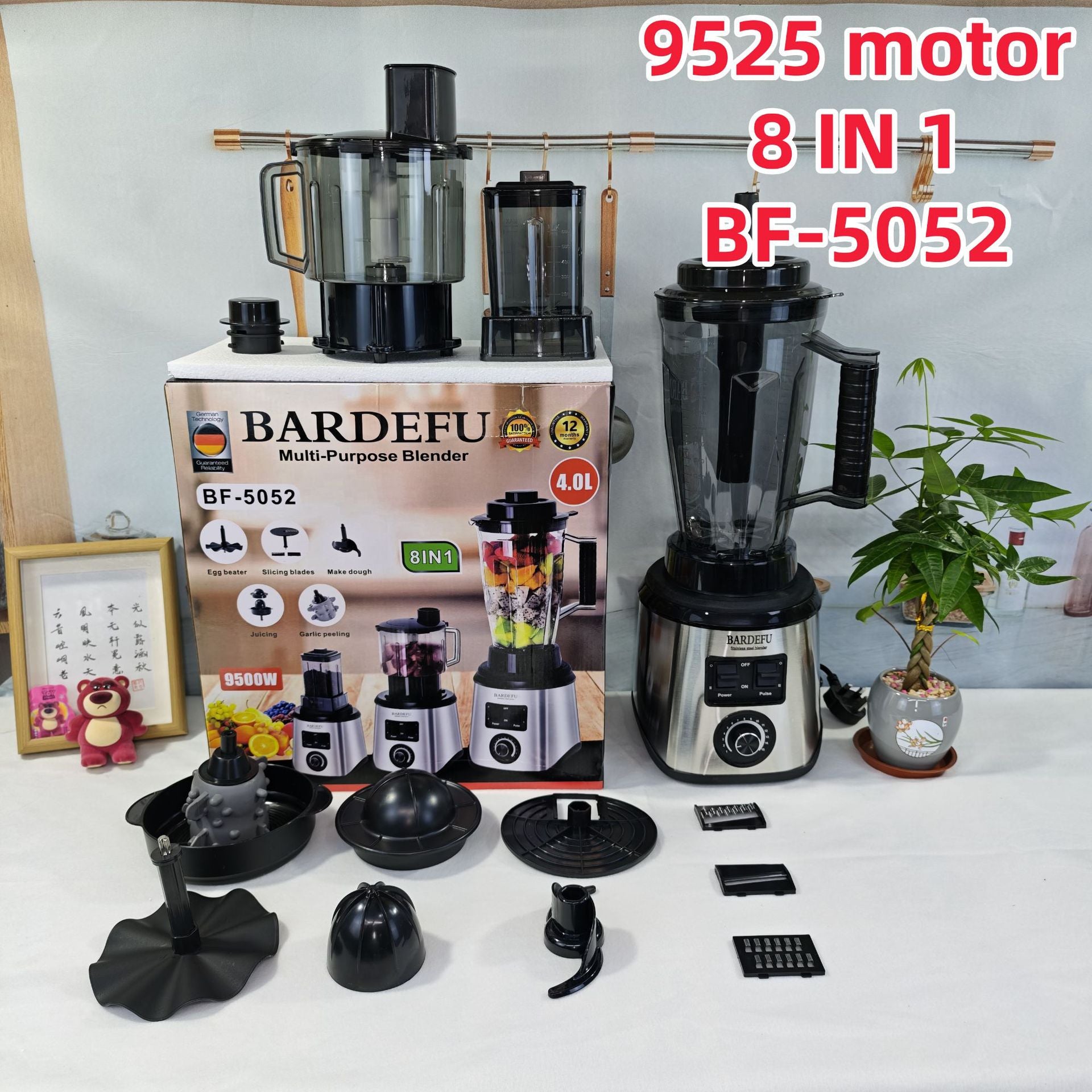 8in1blender Pure Copper Stainless Steel High-Power Meat Grinder Ice Crusher Juicer Blender with Dual Cup Design