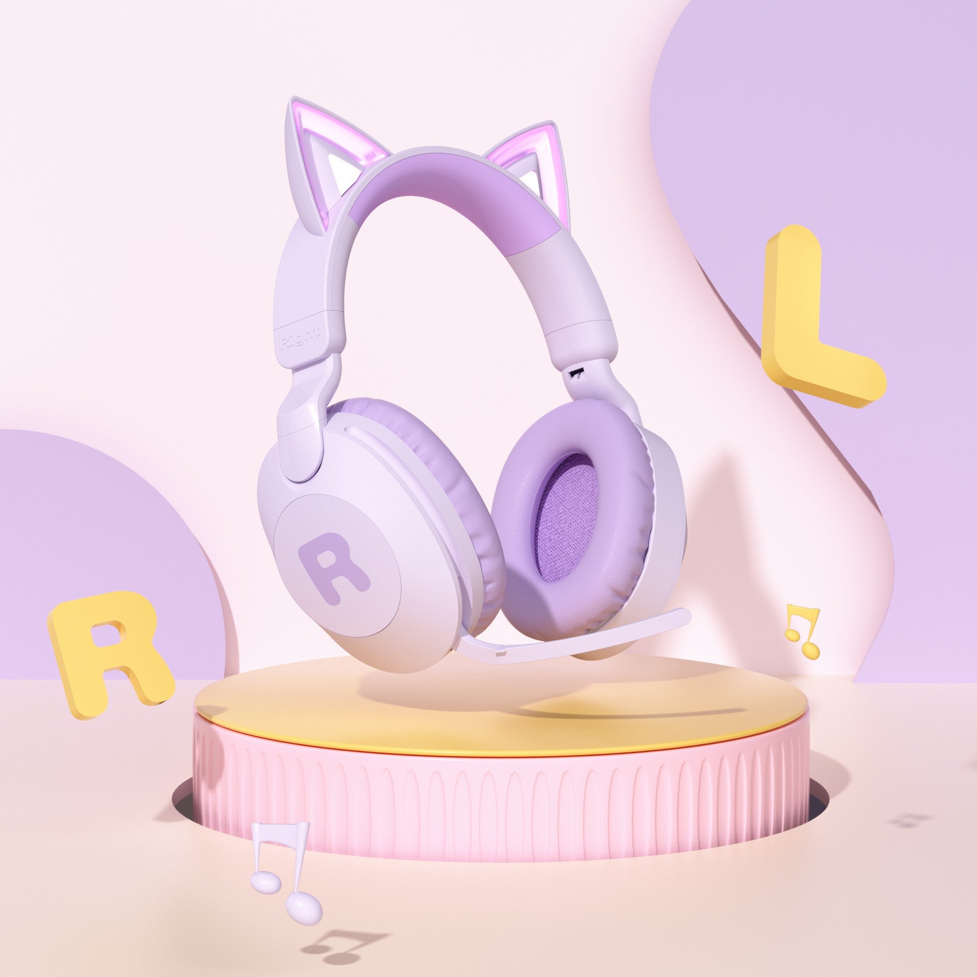 Cat Ear Headband Bluetooth Wireless Headphones with Mic Cute Long Battery Life Adorable Design Cute Cat