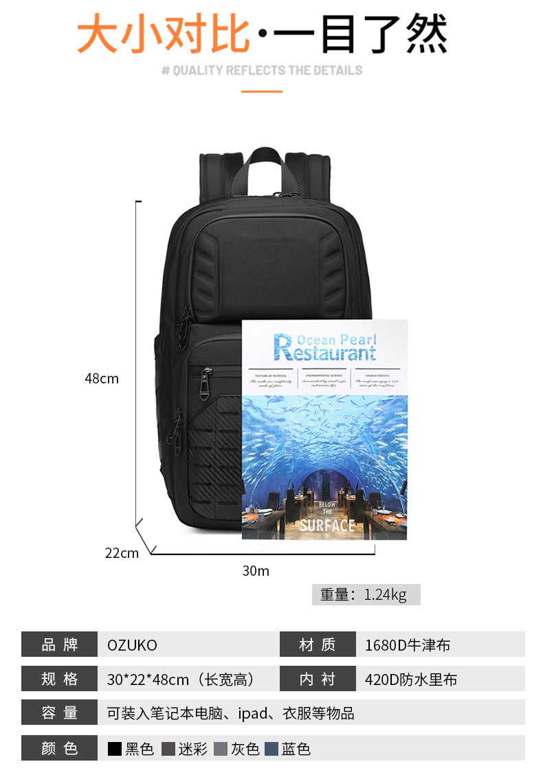 OZUKO Backpack Men's College Student Bag Lightweight Waterproof Large Capacity Casual Sports Computer Commuting Backpack