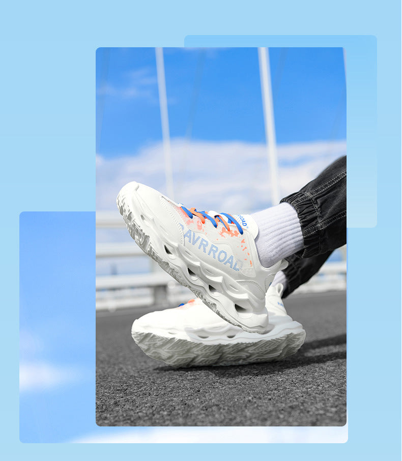 2025New Year's New Rebound Shock Absorption Sports Shoes Men's Fashion Retro Leather Dad Shoes Comfortable Wear-Resistant Running Shoes