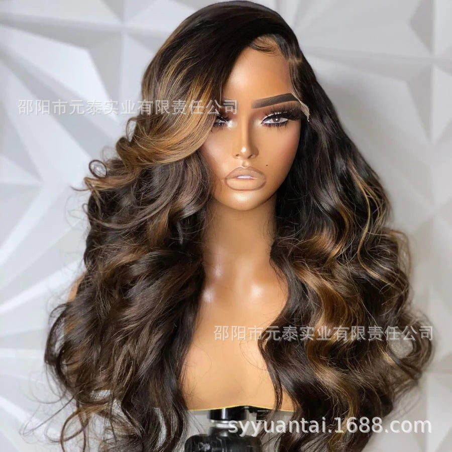 Highlight Lace Front Wig Ombre Light Brown Synthetic Wigs