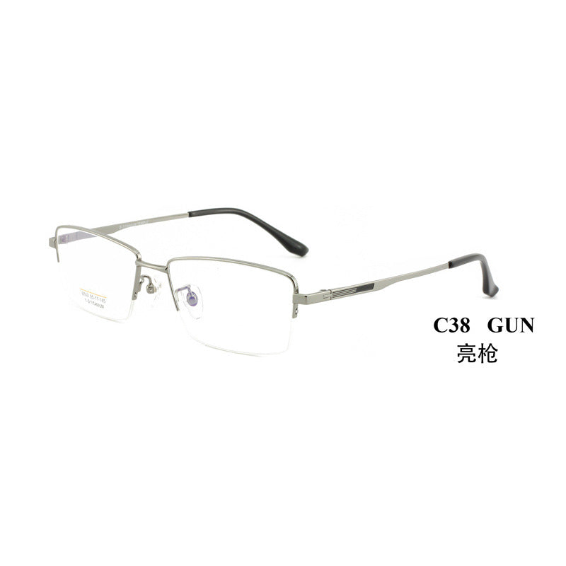 Men's Half-Frame Glasses Business Simple Glasses Frame New Men's Metal Frame Trendy Men's Square Large Frame