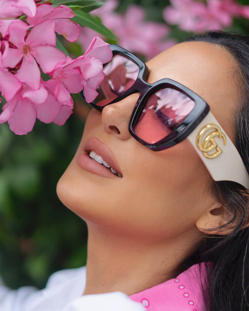 G Home Sunglasses European and American Style ins Xiaohongshu Celebrity Style Sunglasses Square Frame Color Block Legs Unisex GG6040