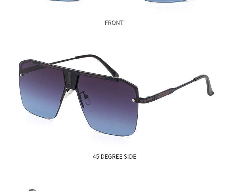 New Large Frame Sunglasses Men's Trendy Cool Fashion Street Style Square Frame Sunglasses Retro Rimless Glasses sunglasses