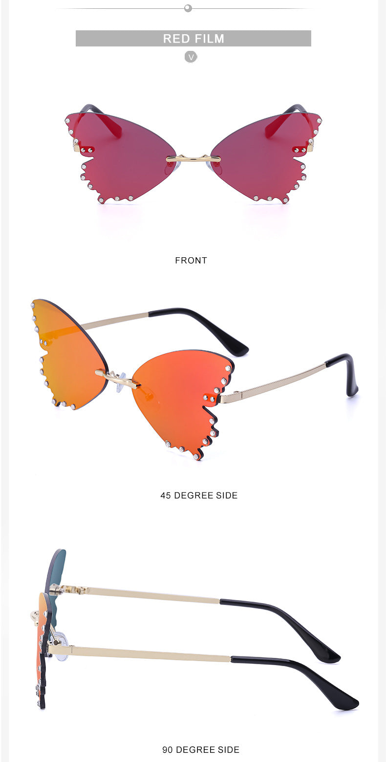 New Style Sunglasses for Women with Rhinestones Butterfly Sunglasses Trendy Personality Halloween Party Quirky Cool Glasses