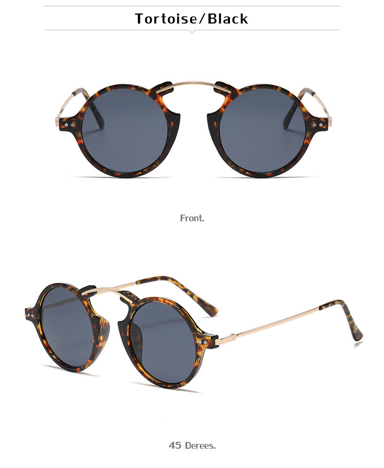 Steampunk Small Frame Sunglasses for Women, European and American Trendy Round Frame Sunglasses, Unique Street Style Glasses for Women sunglasses