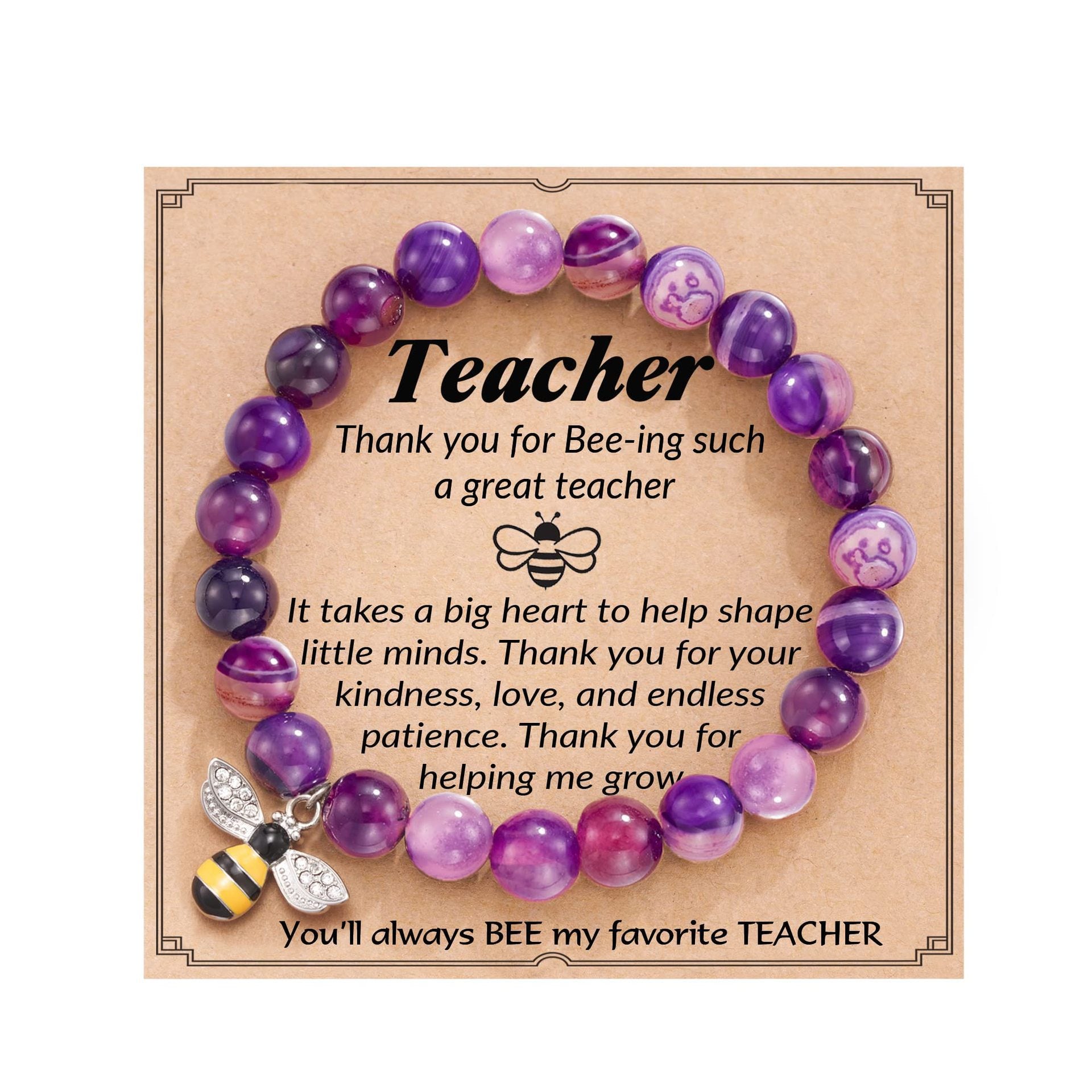 Teacher's Day Apple Pendant Bracelet Graduation Season Gift Lapis Lazuli Heart Pink Zebra Purple Agate Graduation Season Bracelet