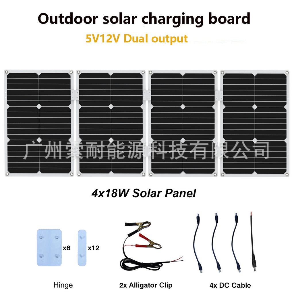 72W Monocrystalline Solar Charging Panel Solar panel 5V Double USB Hot-selling Products from Cross-Border E-commerce