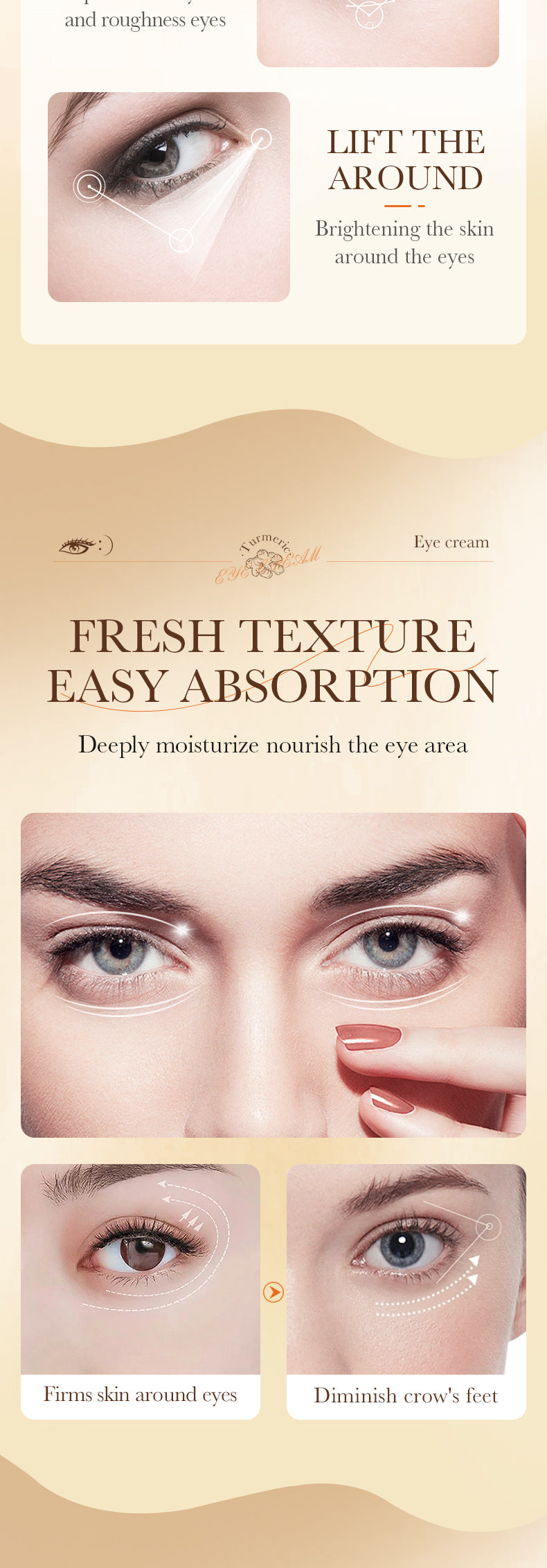 Full English Turmeric Eye Cream SADOER Moisturize and Improve Dark Circles, Eye Lines, Eye Bags,  Wholesale