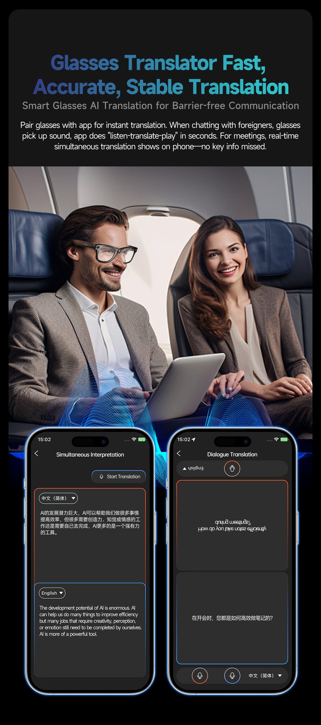 【Upgraded Version】Ai Smart Glasses Shooting800W Pixel HD anti-shake dual noise reduction sunglasses with camera