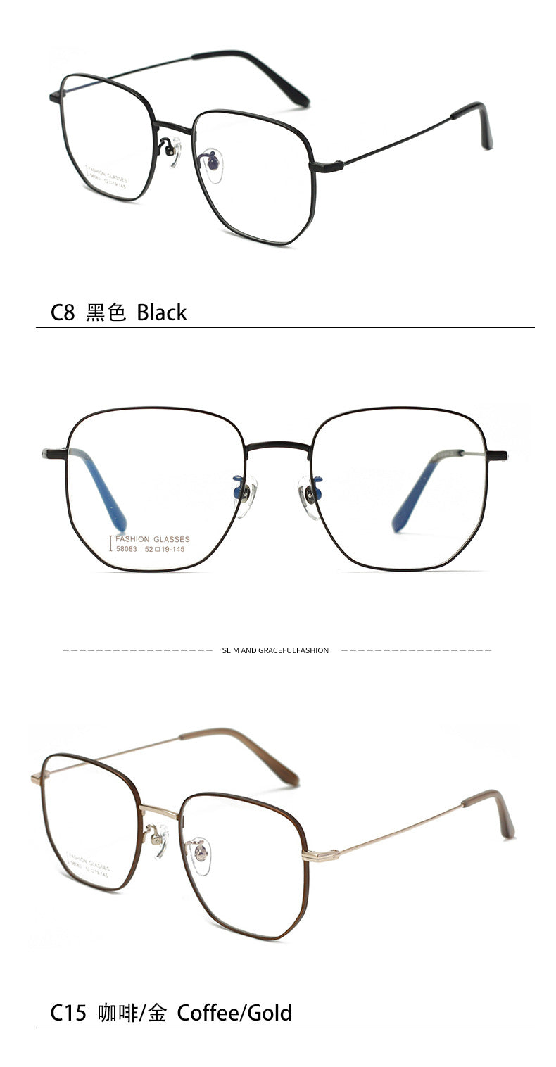 New Frame Retro Fashion Metal Glasses Frame Polygonal Unisex Glasses Light Luxury Prescription Glasses Light Luxury Style