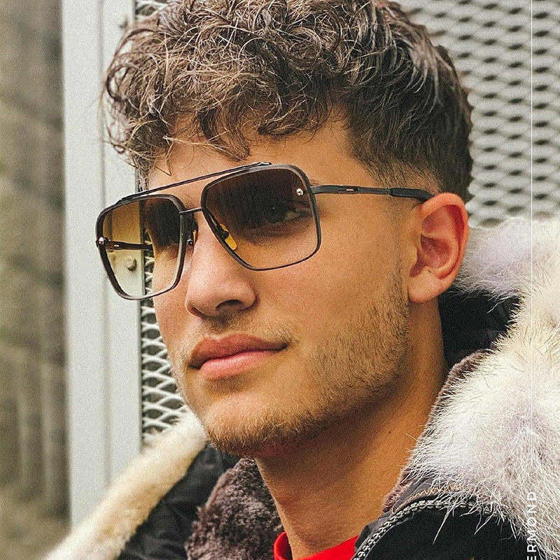 Square Frame Sunglasses Men's Fashion Metal Rimless Cut Edge Sunglasses Women's Trendy No-Makeup Glasses MACH SIX1261
