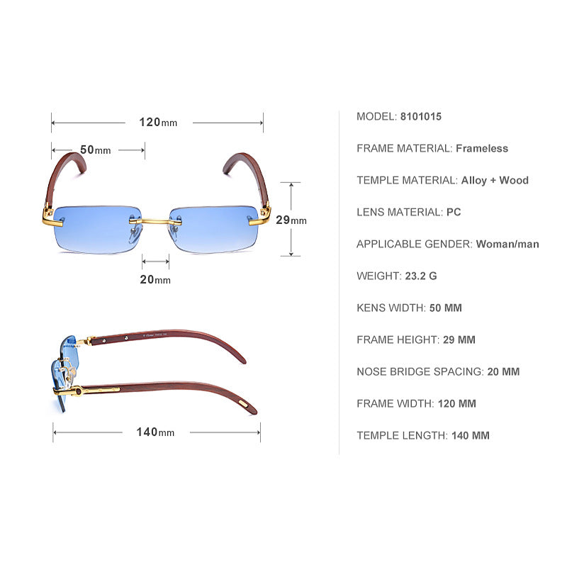 Fashion Sunglasses for Men New Frameless Wooden Leg Slingshot Sunglasses Optical Frame sunglasses