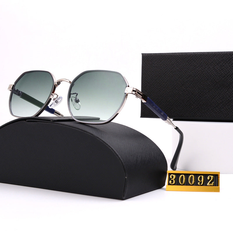 New P Home Polygonal Metal Sunglasses 30092Fashionable Trendy Metal Hexagonal Frame