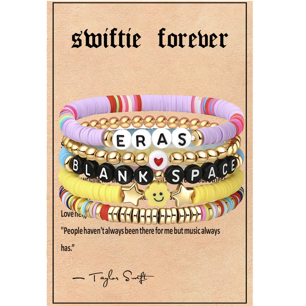 Taylor Music Jewelry Bracelet for Women Versatile High-End Bohemian Accessories SWIFTIE Alphabet Soft Clay Bracelet