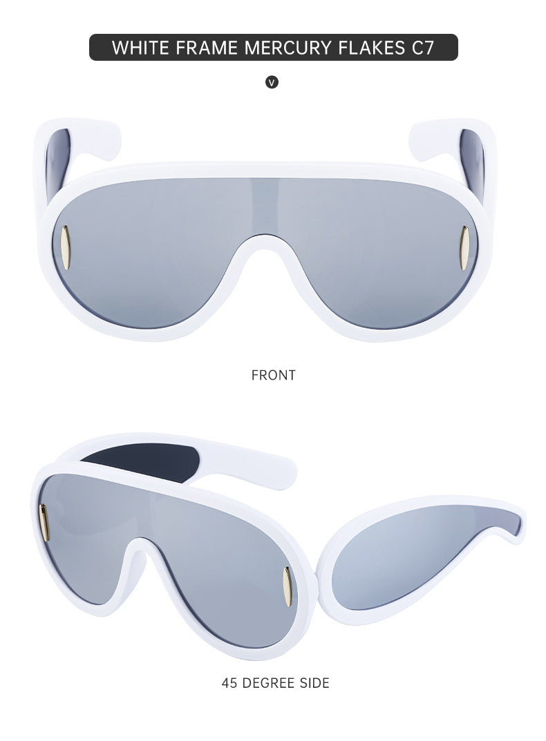 INS One-piece Large Frame Sunglasses for Women, European and American Fashion Sports Cycling Sunglasses, Windproof Glasses Wholesale