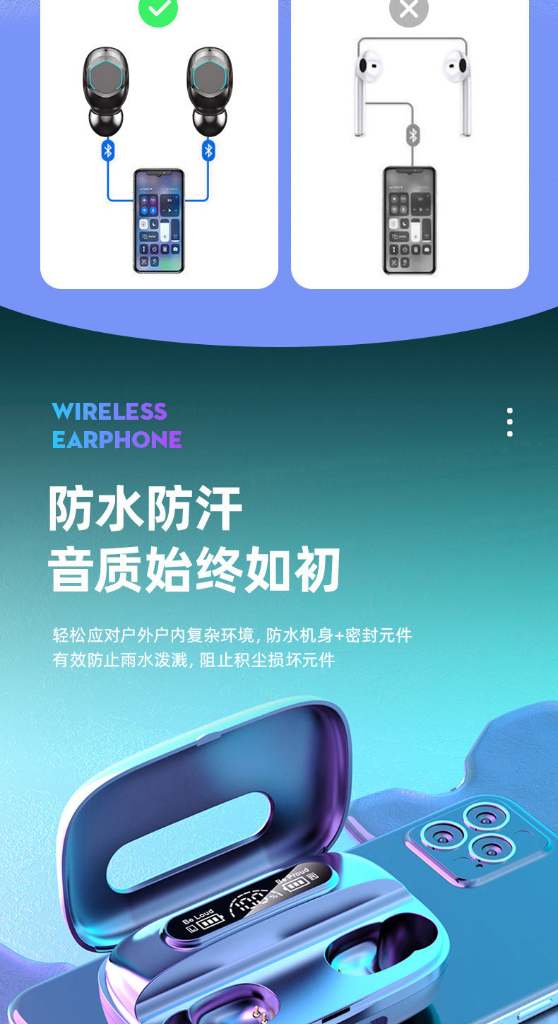 Popular M9Wireless Bluetooth Headset TWS In-ear long-lasting high-quality private model wireless Bluetooth earphones