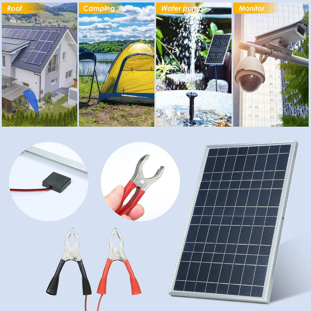 Solar panel30W Portable Solar Panel Kit IP65 Waterproof Alligator Clip Solar