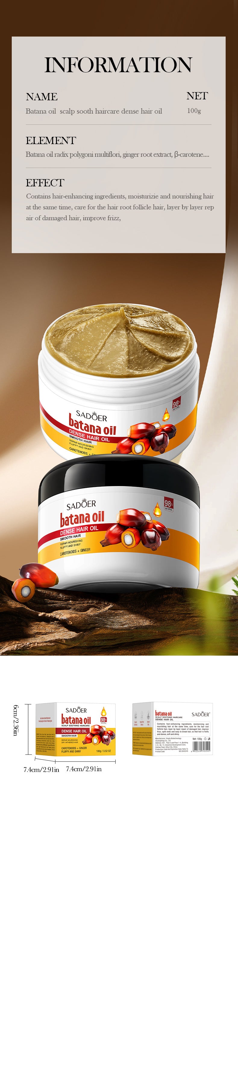 Batahana Hair Oil SADOER Scalp Soothing Smooth Conditioner Cross-Border Wholesale