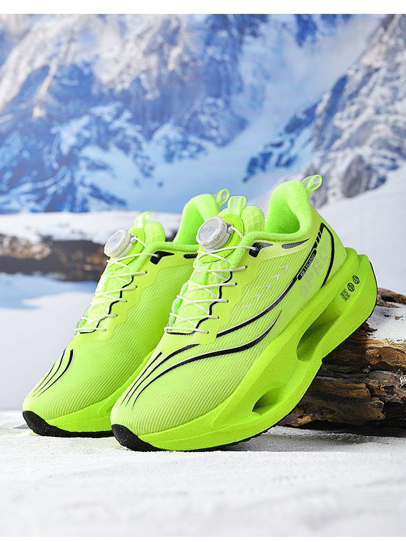 Red Rabbit9pro Winter New Thickened Fleece Warm Men and Women Sports Twist Button Real Carbon Plate Soft Sole Running Shoes