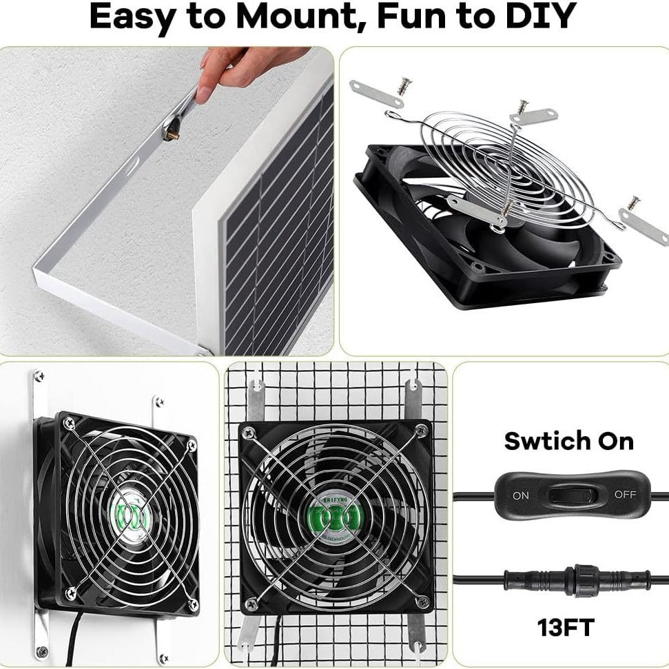 20W Solar Exhaust Fan,Outdoor Solar Fan,Shed,Chicken Coop Pet House