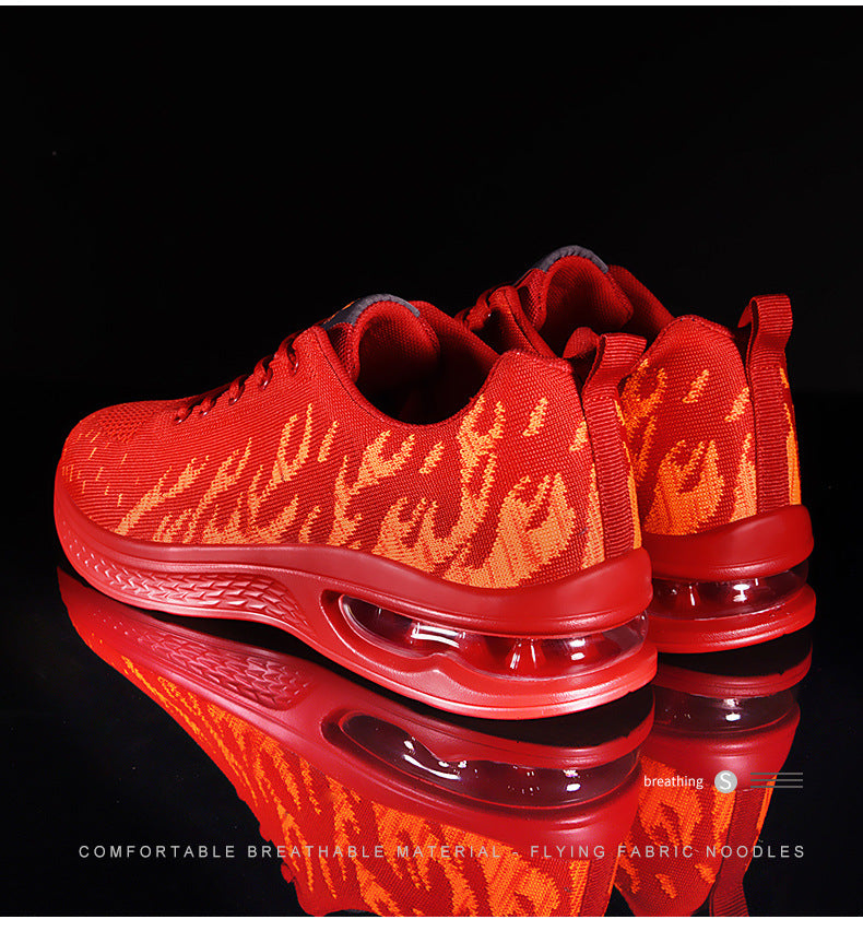 New Sports Shoes Four Seasons Casual Flyknit Breathable Cushion Running Shoes for Teenagers Ultra-light Shock-absorbing Trendy Men's Shoes