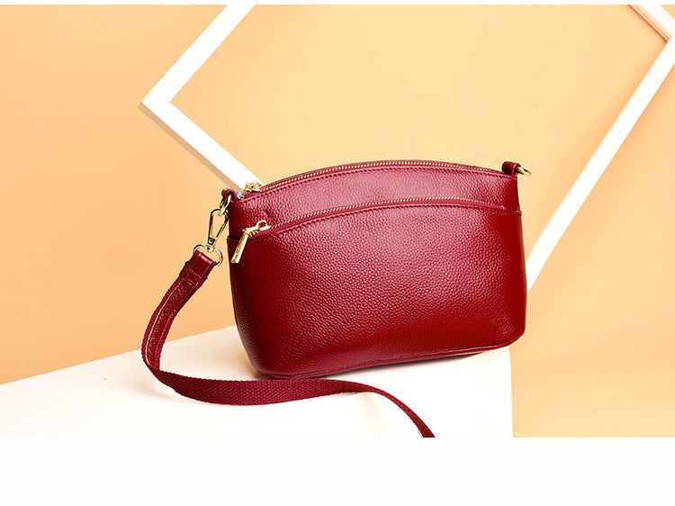 Guangzhou Shiling Genuine Leather Women's Bag for Middle-aged Moms, Small Square Bag, Top Layer Cowhide, Single Shoulder Crossbody Bag, Versatile