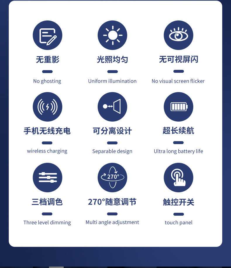 Amazon Hot-Selling Wireless Charging Desk Lamp Bedside High-End Foldable Desktop Study Lamp Wholesale