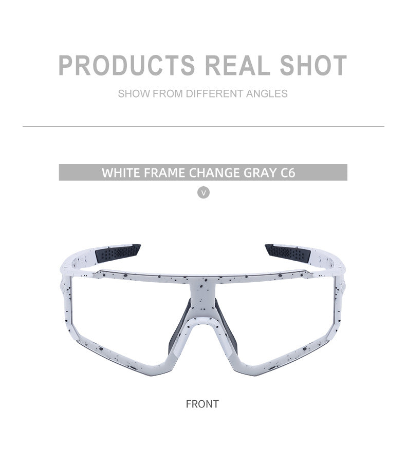 European and American One-piece Photochromic Sunglasses Women Outdoor Cycling Sports Windproof Sunglasses Men Wholesale shades
