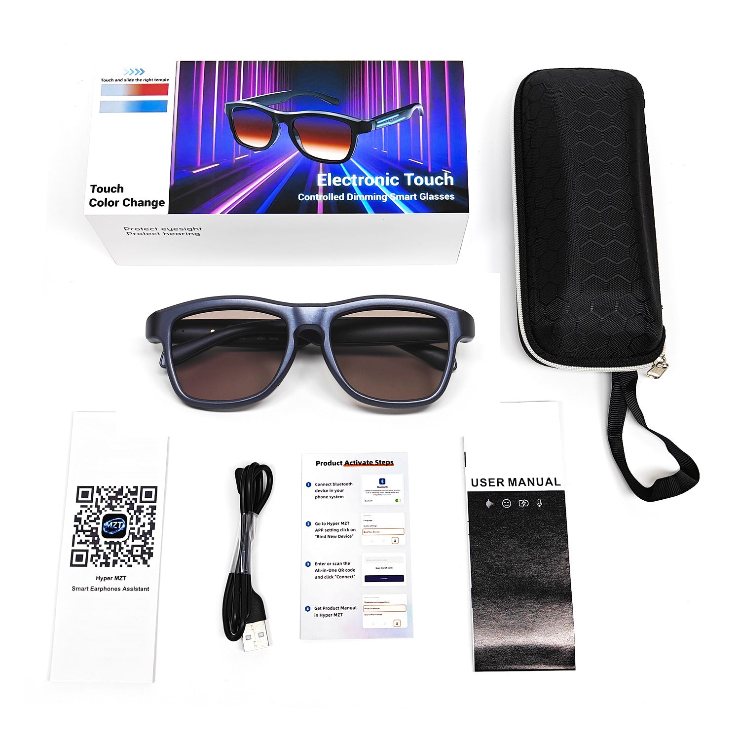 JS22 Pro Smart Glasses Bluetooth Call AI Real-time translation of meeting minutes with one-click color-changing lenses
