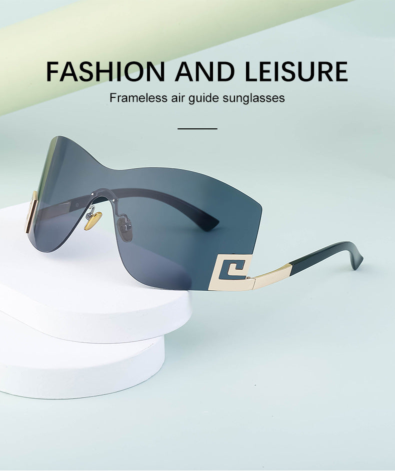 European and American Fashion Frameless Windproof Sunglasses for Women Trendy Large Frame Sunglasses Women's Glasses Wholesale sunglasses