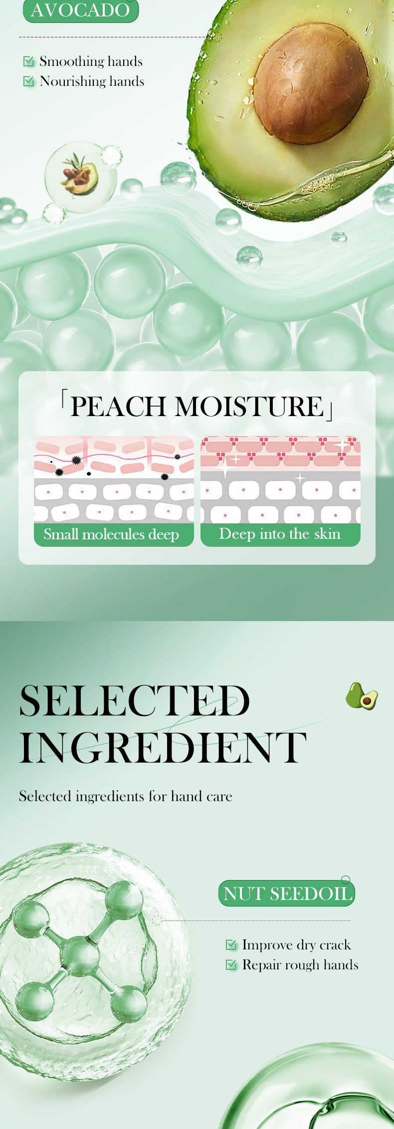 Pure English Hand Cream Box SADOER Avocado Peach Grapefruit Hydrating Hand Cream  Wholesale