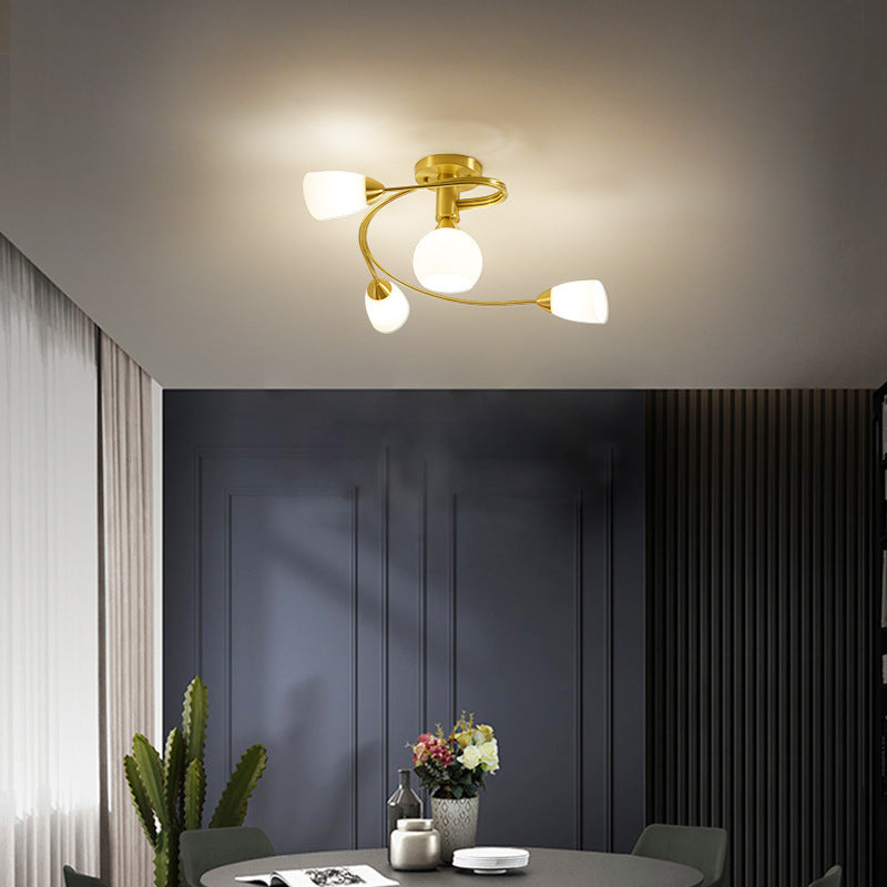 All-Copper Small Living Room Lamp Nordic Light Luxury Dining Room Copper Lamp Post-Modern Personality Creative Molecular Lamp Study Bedroom Lighting