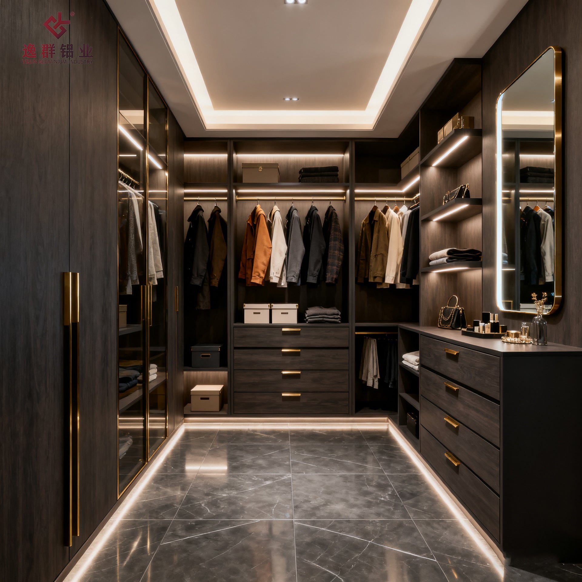 Custom Whole House Walk-in Closet Support Customization with Pictures Simple Modern Aluminum Alloy Wardrobe Source Factory