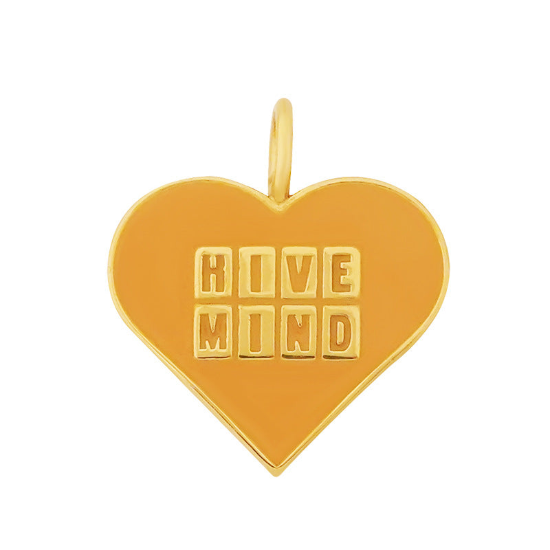 European and American Style Stainless Steel Heart-shaped Peach Heart Resin Pendant Vacuum Electroplating gold Heart-shaped Personality Titanium Steel Necklace Wholesale