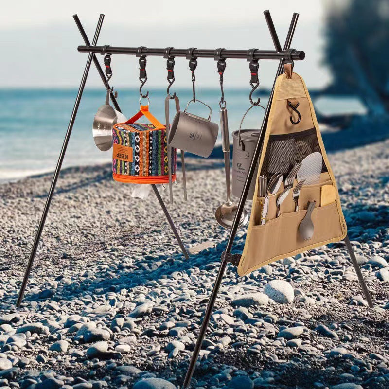 Outdoor Folding Triangle Storage Rack Hanging Rack Light Stand Camping Portable Ultra-light Aluminum Alloy Storage Rack Camping