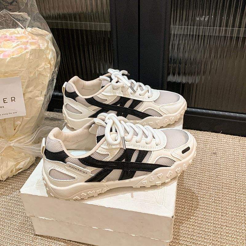 Ultra Soft Sole Korean Style Mesh Inner Height Increase German Training Shoes for Women2025Summer Style Double Shoelaces Slimming Sneakers
