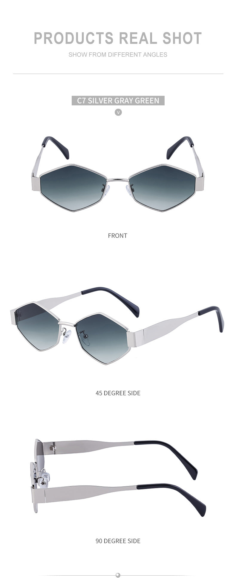 European and American Fashion Irregular Metal Sunglasses for Women Trendy Personality Wide Temple Sunglasses Wholesale sunglass