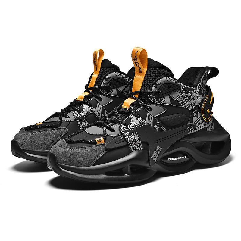 High-top Dad Shoes Men's Sports Shoes Youth Thick-soled Height-increasing Comfortable Basketball Shoes Trendy Brand Lightweight Comfortable