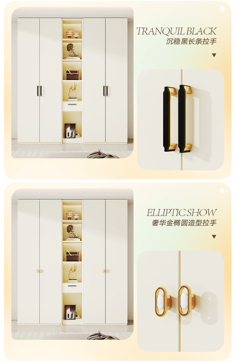 European Pine Board Full-Height Wardrobe3.0/2.8/2.7/2.6/2.5m Mi Light Luxury Bedroom Storage Cabinet