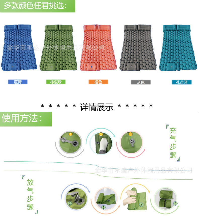 Mattress,Ultra-light Camping Mat with Pillow Built-in Foot Pump Waterproof Portable Compact Inflatable Mattress for Camping