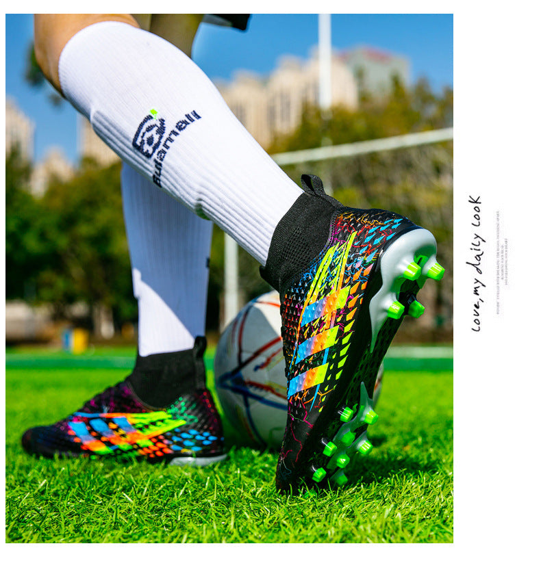 New high-top soccer shoes for men and women AG Spike TF Broken Nail Youth Student Grassland Competition Training Shoes