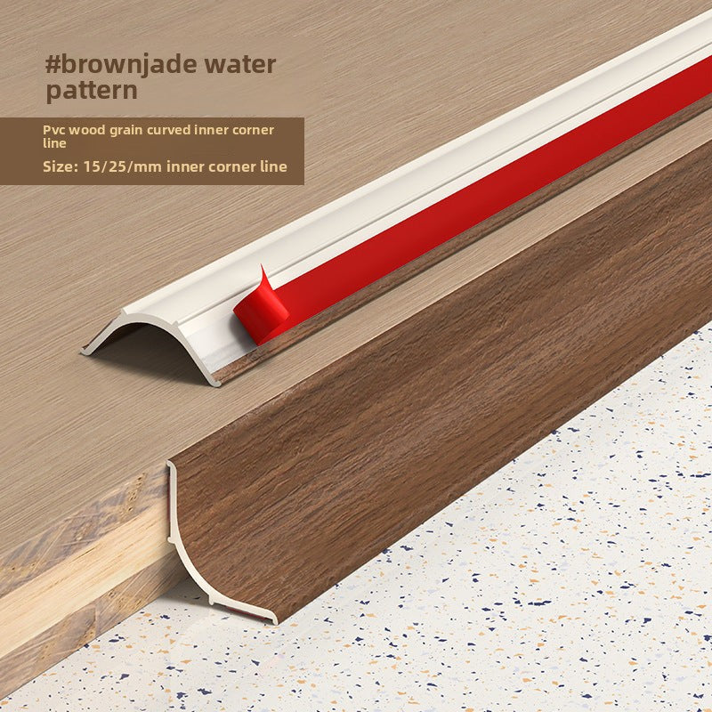 Brown Jade water pattern inner corner line with wood grain design and red accent.
