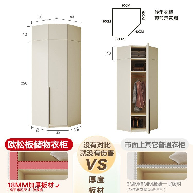 Solid Wood European Pine Board One-Door to Ceiling Ultra-High Combination Wardrobe Simple Modern2.5/2.6/2.7/2.8/3.0m Rice