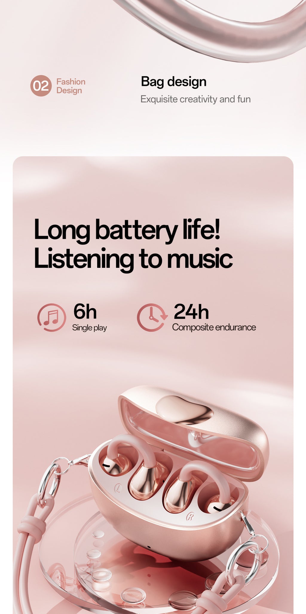 New E-commerce Model M106Simple Heart Long Battery Life High Appearance Mini Bag Style Wireless Bluetooth Earphones