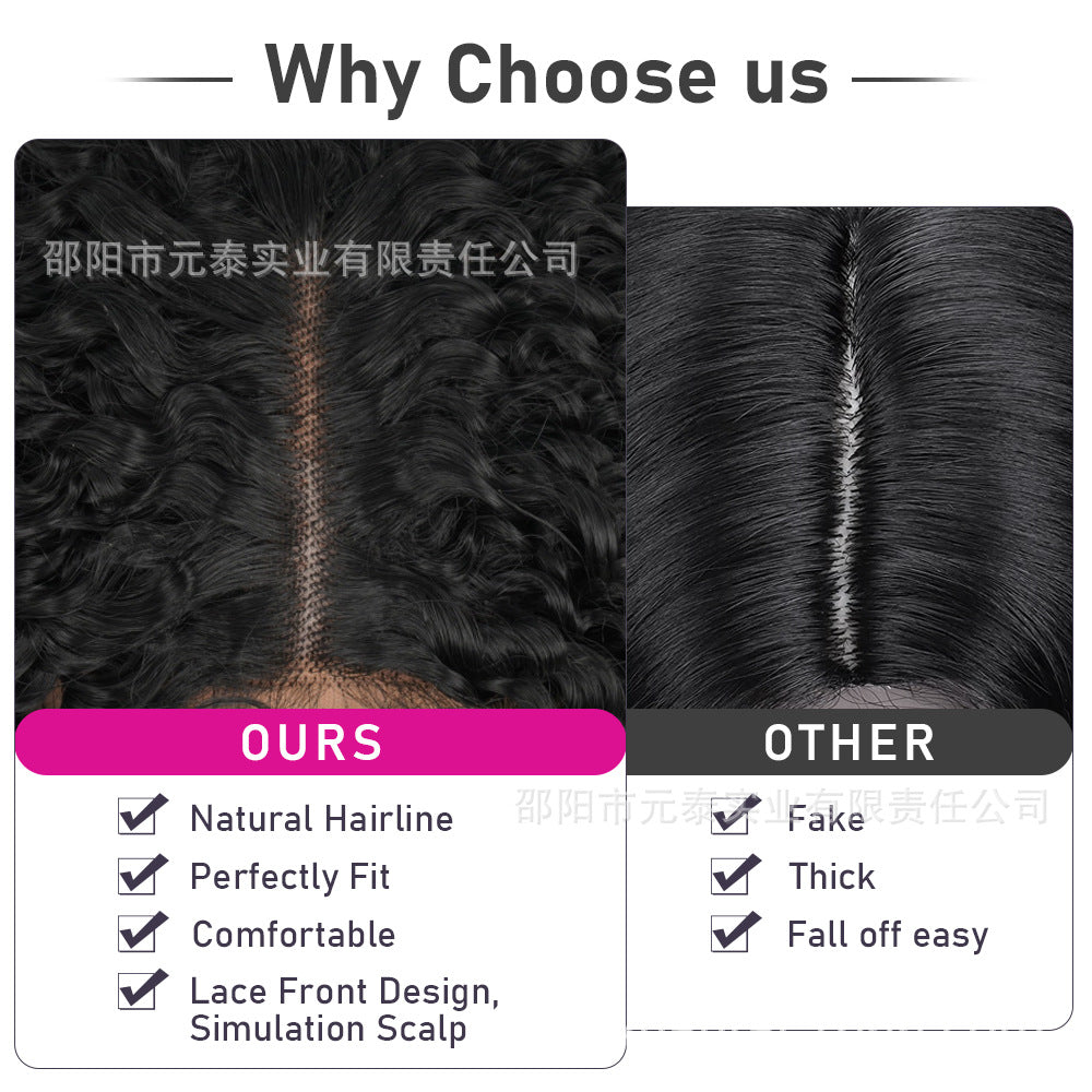 13X4X1Small Front Lace Wig African Small Curly Hair Synthetic Wig Corn Silk Curly Wig Cross-Border Hot Sale