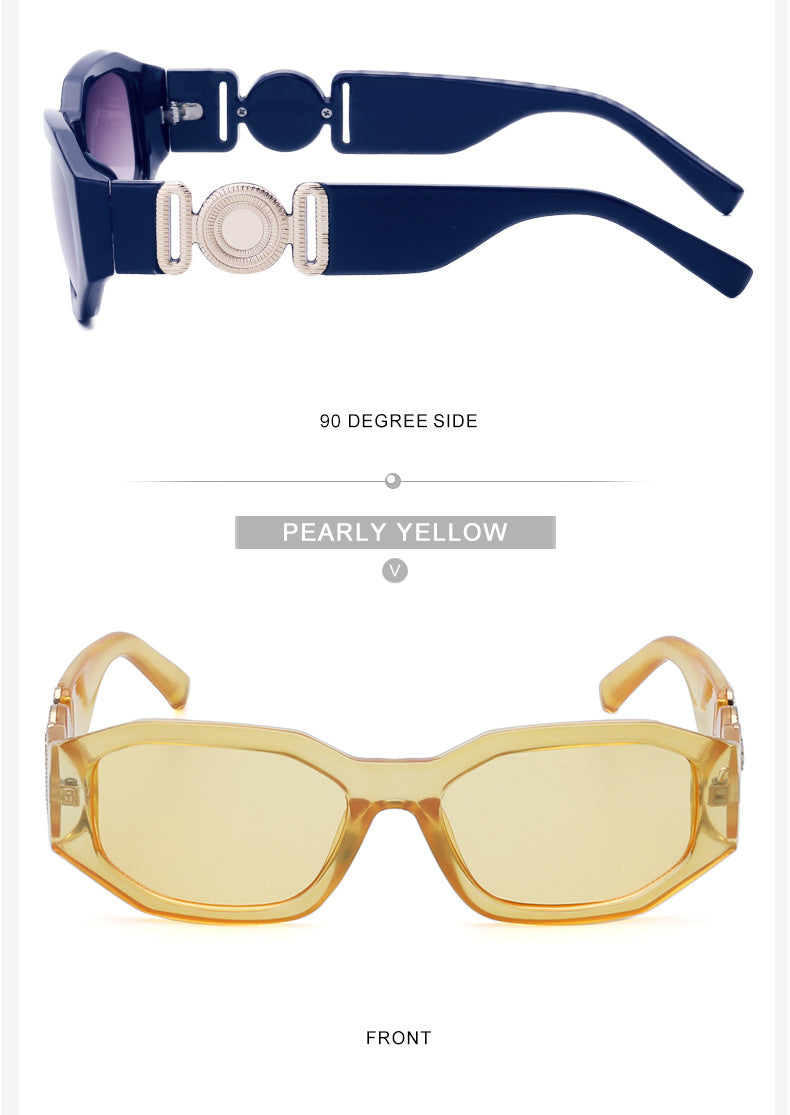 2025New Small Square Frame Sunglasses European and American Trendy Head-Shaped Polygonal Glasses Small Frame Sunglasses for Men