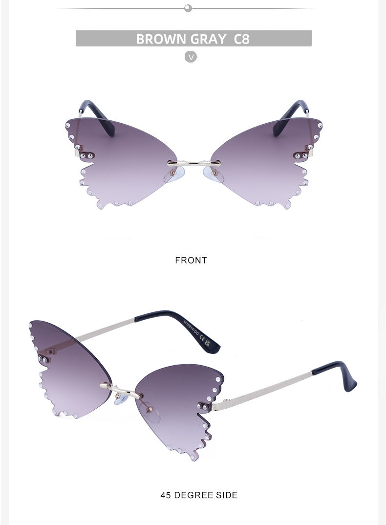 New Style Sunglasses for Women with Rhinestones Butterfly Sunglasses Trendy Personality Halloween Party Quirky Cool Glasses