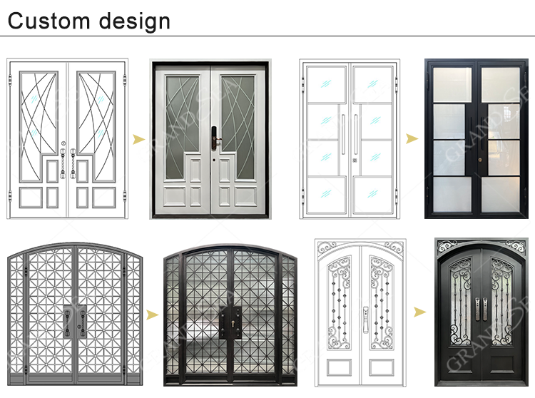 Exquisitely Designed Modern Exterior Arches Double Front Main  Wrought Iron Exterior Door Design
