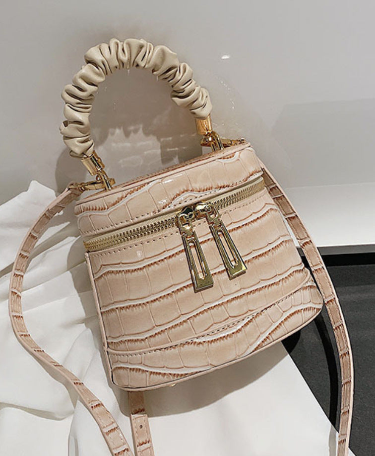 New Cowhide Crocodile Pattern Women's Bag Small Bucket Bag Retro Trendy Fashion Single Shoulder Bag Crossbody Handbag for Women